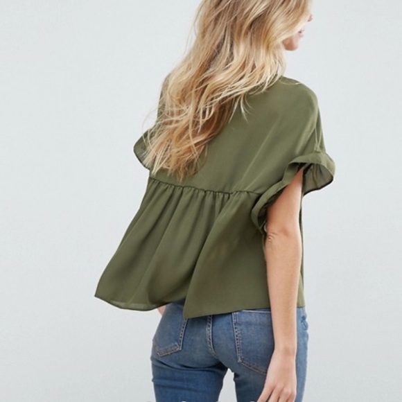 Asos smock top with ruffle sleeve - Picture 3 of 4